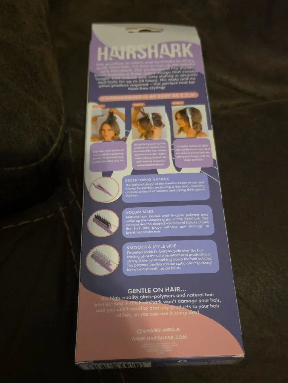 HairShark Three-Sided Styling Brush - Pink